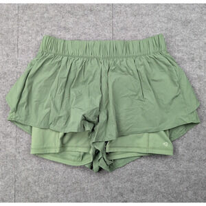 Blogilates Ruffle Shorts Womens Large Athletic Lined Training Running Green Gym